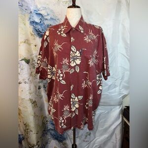 Abercrombie & Fitch Maroon Floral Hawaiian Men's Shirt
